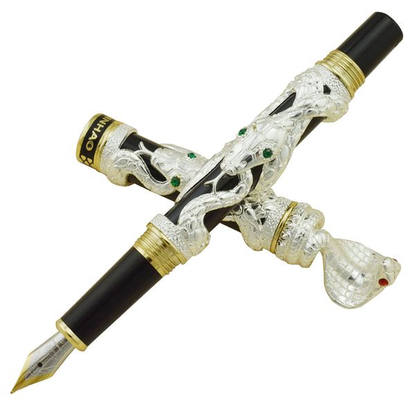 

jinhao snake vintage fountain pen silver cobra 3d pattern texture relief sculpture technology noble collection gift pen