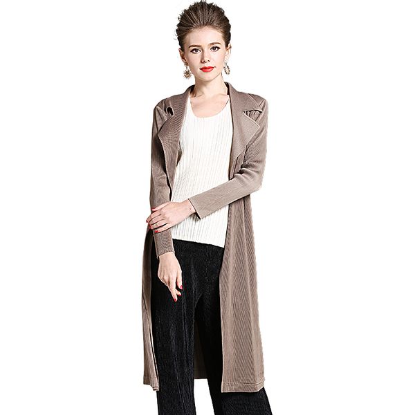 

py-179800 2018 fashionable loose folds of pure color coat women, Tan;black