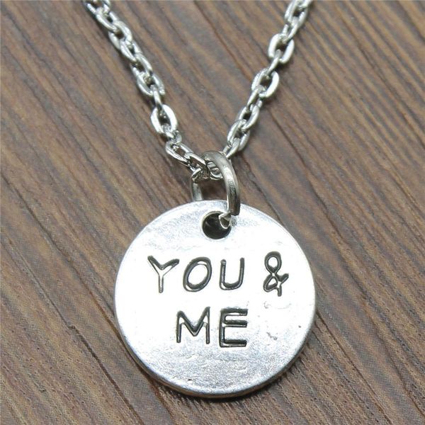 

wysiwyg 5 pieces metal chain necklaces pendants hand made necklace men you and me 15x15mm n2-b13696, Silver