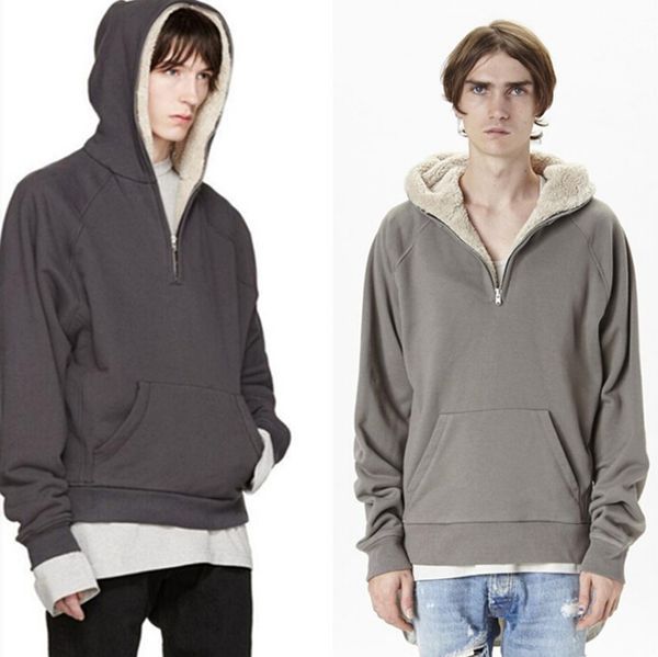 

mens designer hooded pullovers 3 colors fog long sleeve panalled sweatshirts fashion autumn sportswear zipper neck fleeced hoodies, Black