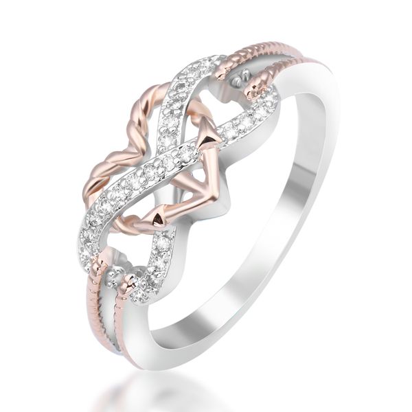

whole saleTrendy Infinite Love Motif Two-tone Anchor Heart Promise Ring For Valentine's Day Gift High Quality Rings