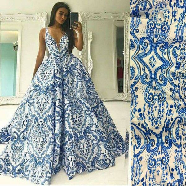 

Print prom dre e weetheart neckline deep v atin ball gown floor length arabic evening dre e long 2018