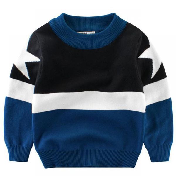 

new 2018 spring autum baby boys girls sweater fashion five-pointed star pattern children clothes multicolor kids clothing 1-7y, Blue
