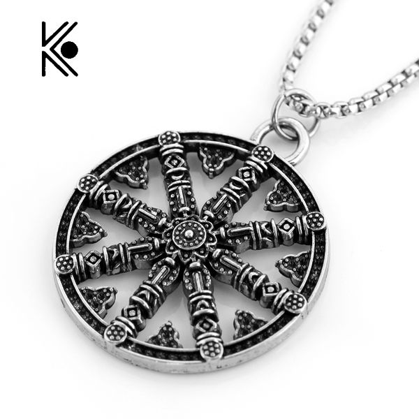 

whole saleamulet rune norse viking odin's symbol of runic vikings pendant alloy necklace runes vegvisir compass necklace gift, Silver