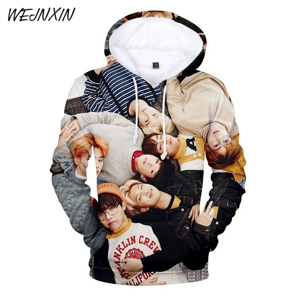 

bts kpop 3d print hoodies sweatshirt women men k- moletom hip hop female tracksuit bangtan boys pullover clothes, Black