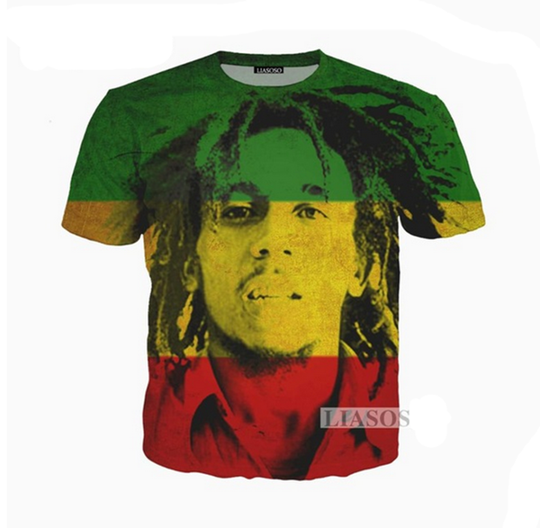 

2018 New Fashion Men / Women Rocksir BOB marley Summer 3D T-Shirt J079
