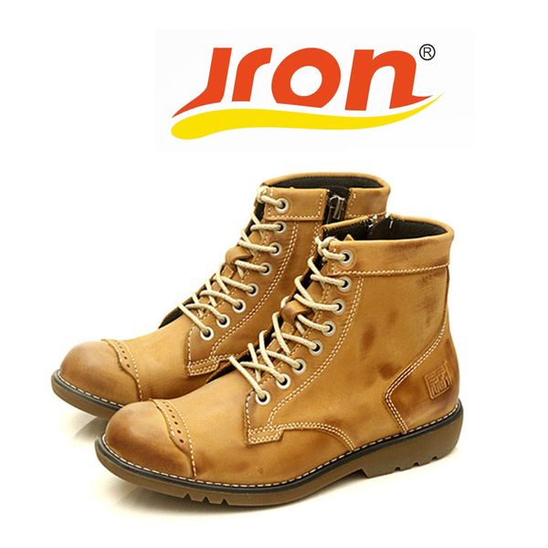 

jron waterproof men boots genuine leather ankle autumn winter rubber sole dress boots three color available 17.5 cm heel to sole, Black