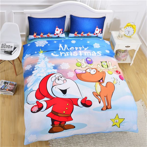 

merry christmas bedding set 3d pattern santa claus david's deer duvet cover set bedspread for kids children fashion bedclothes