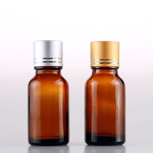 

15ml amber glass bottle sample vial , glass bottle, essential oil bottle with black gold silver cap fast shipping f067