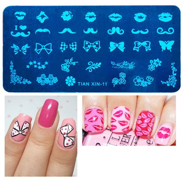 

nail stamping rectangular steel plates blue film nail printing template for art decorations, White