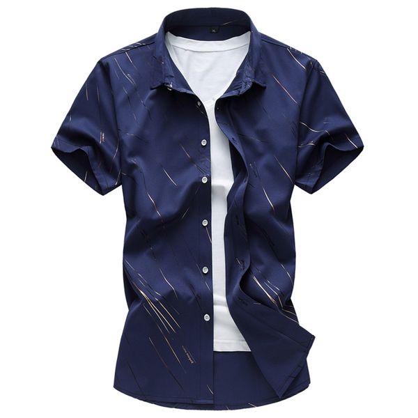 

2018 новая летняя мода мужская рубашка slim fit с коротким рукавом в полоску с принтом рубашка мужская одежда trend повседневные мужские соц, White;black