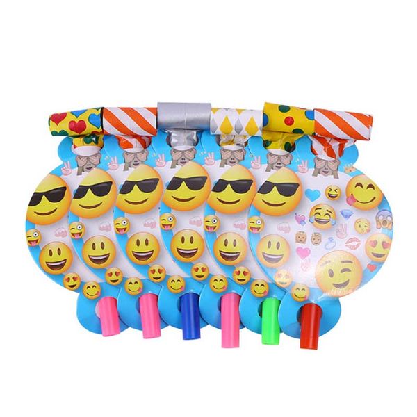 

6 pcs/set kawaii funny emoji theme face blow out for children birthday party decoration supplies blowout kids favors