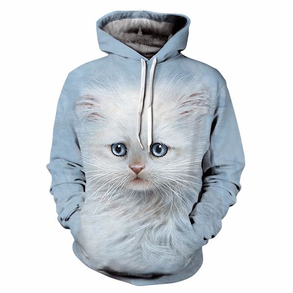 

men jacket little white cat digital printing baseball uniform hooded sweater lovers, Black;brown