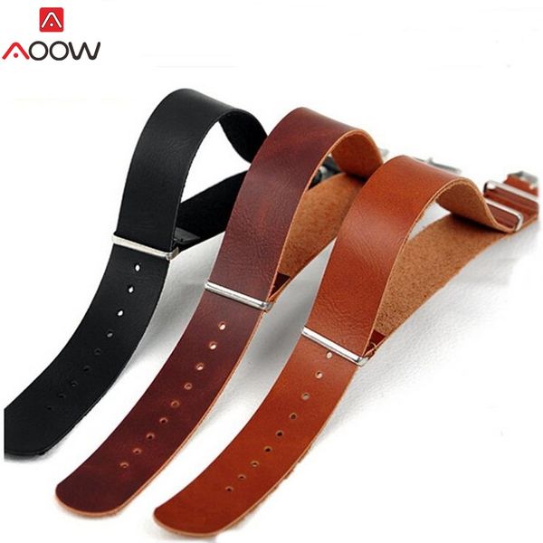 

aoow pu leather zulu watchband strap nato imitation leahter watch band 18mm 20mm 22mm 24mm watch accessories, Black;brown