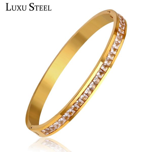 

luxusteel charm crystal roman numerals cuff bangles for women new design stainless steel cubic zircon bracelets & bangles, Black