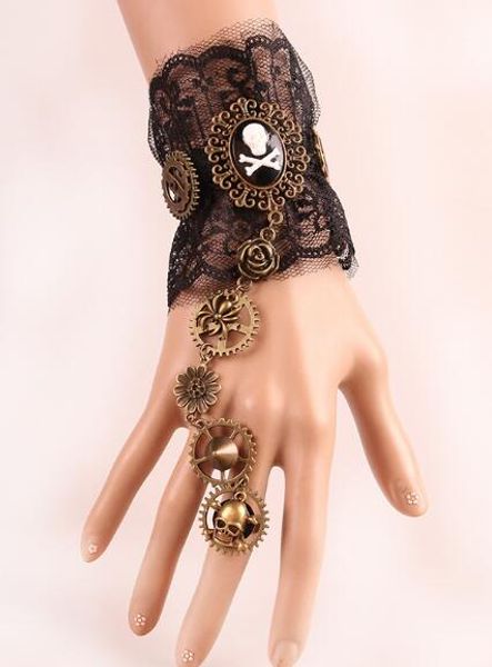 

new european and american style handmade pirate steam engine series vintage bracelet lace jewelry fashion classic exquisite eleganc, Golden;silver