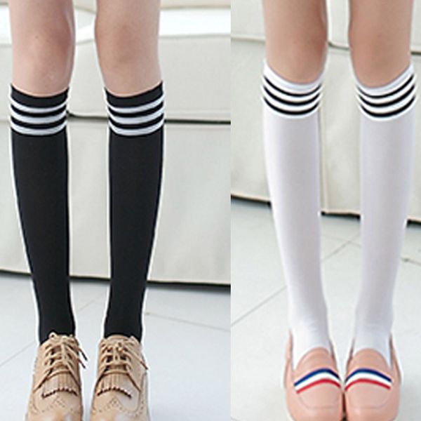 

medias fashion striped knee socks women cotton thigh high over the knee stockings for ladies girls warm long stocking, Red;black