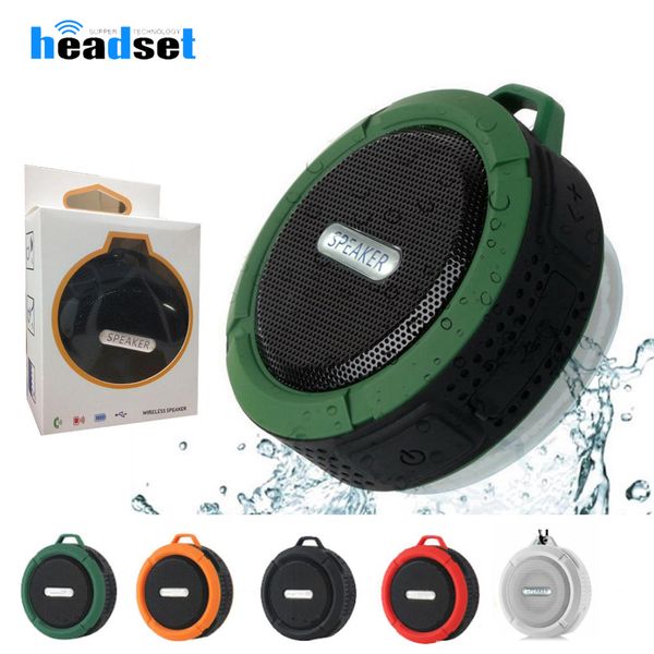 

c6 wireless bluetooth speakers waterproof shower speaker drive stereo music player with snap hook suction cup for smartphones