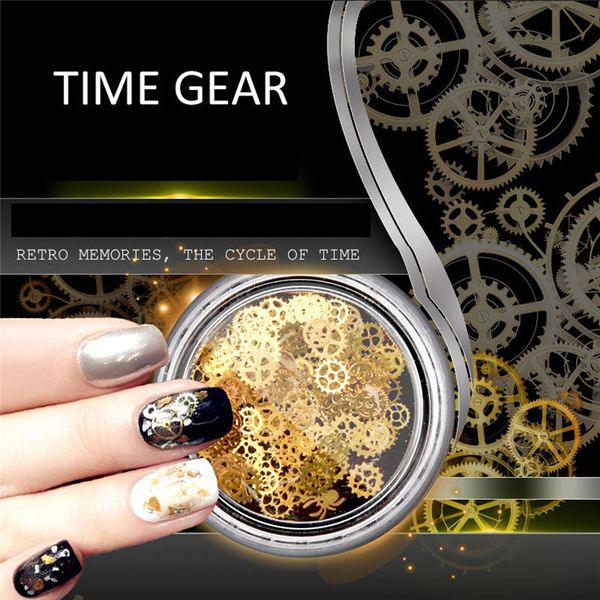 

nail patches 3d nail art stickers decals patch jewelry metal gear steam punk mechanical metal sheet diy time gear 2019 women, Silver;gold