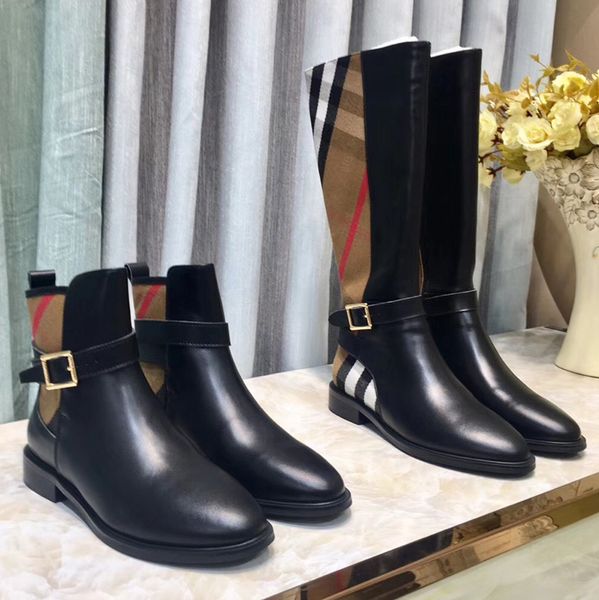 

De igner brand women 039 boot 2018 autumn and winter fa hion boot martin boot ladie belt buckle flat boot to end hoe box ize 35, Black