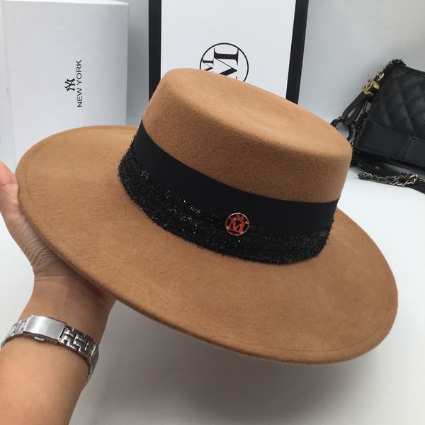 

New winter big eaves wool flat-topped hat female camel homburg British style restoring ancient ways is han edition joker Fedoras