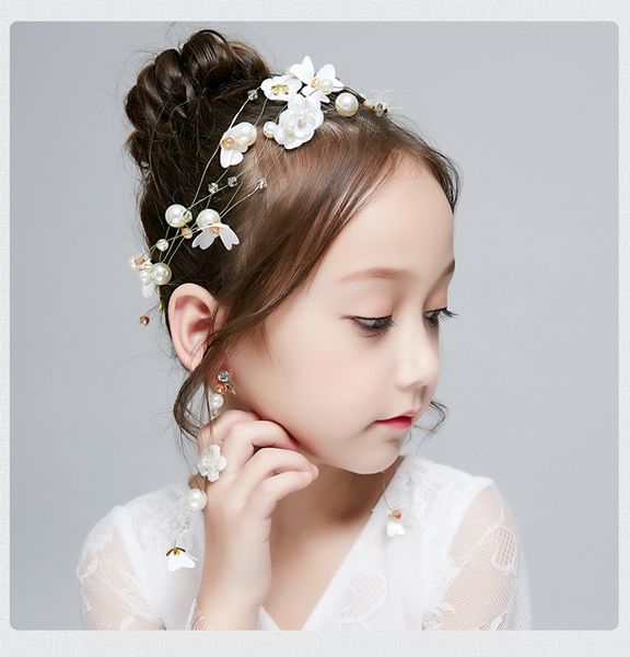 2018 Vintage Pearls Crystals Flower Girls Crowns Cheap Beautiful Little Girl Pageant Crown Fashion Christmas Gifts C09 Bridal Flower Hair Accessories
