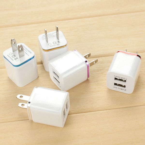 Alta Qualidade 5V 2.1 / 1A Double USB CA Viagem Carregador de Parede USB para Samsung Galaxy HTC Cell Phones Adaptador