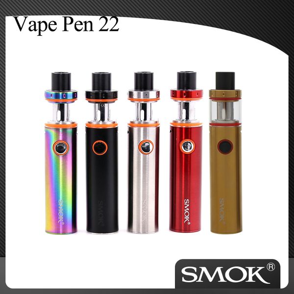 

Подлинный Smok Vape Pen 22 Kit встроенный аккумулятор 1650mah с Vape Pen 22 бак 0,3 ом двойной сердечник со светодиодным индикатором комплект 100% оригинал