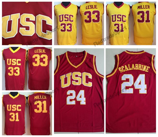 

vintage usc trojans brian scalabrine #24 college basketball jerseys lisa leslie #33 home red yellow cheryl miller #31 stitched shirts, Black