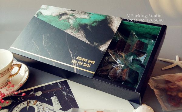 

16x16x5.2cmgreen marble texture paper box packing candy bisscuits pastry baking box gift packing box100pcs/lot