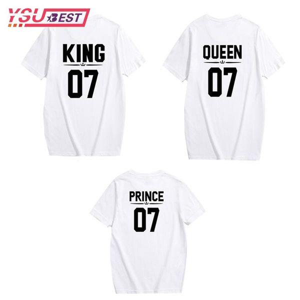 

2018 family look matching t shirt king 07 queen 07 prince princess newborn letter print leisure t-shirt family matching clothes, White;black