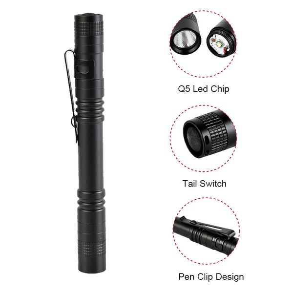 

pen light portable mini led flashlight working torch lamp 300lm pen light waterproof penlight with pen clip for car repair camping