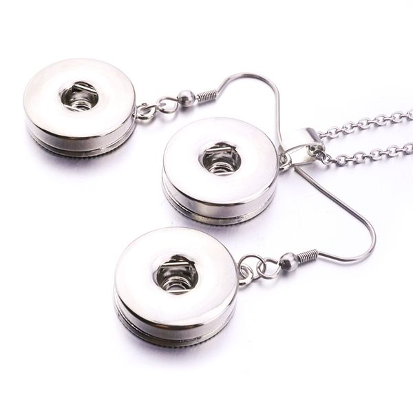 

noosa simple snap button earrings necklace jewelry set fit 12mm 18mm snap buttons diy jewelry, Silver