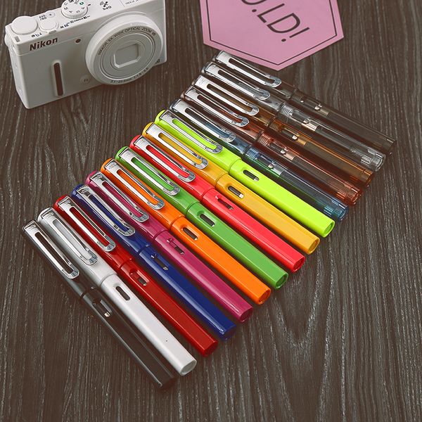 

jinhao 599a fashion candy colorful plastic rollerball pen 0.7mm black ink refill ballpoint pens writing stationery, Blue;orange