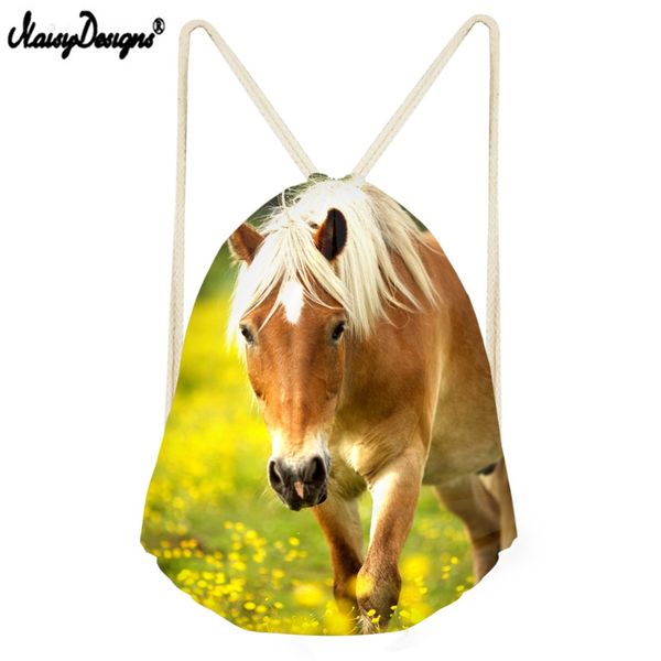 

fashion 3d animal horse figure boy drawstring bag women's backpack travel daily casual girl's knapsack beach bags party
