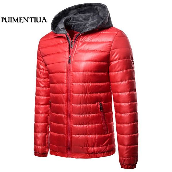 

men jacket winter warm men's solid color cotton warm outwear brand slim mens coats casual windbreak jackets puimentiua, Black