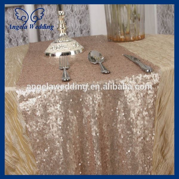 

ru009a1 custom made wedding sequence 12''*108'' champagne sequin table runner