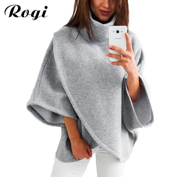 

rogi turtleneck hoodies women 2018 vetement femme pullovers flare sleeve jumper harajuku sweatshirt tracksuit truien dames, Black