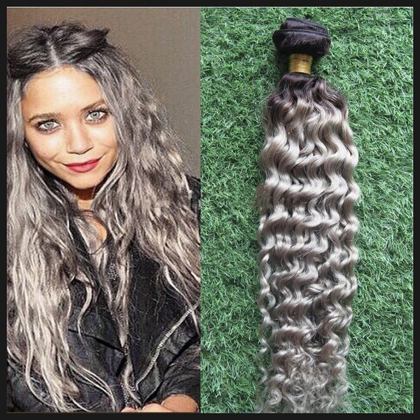 

peruvian kinky curly hair 100% human hair weave bundles t1b/grey ombre weave can buy 1 bundles non-remy 8-28 inches, Black