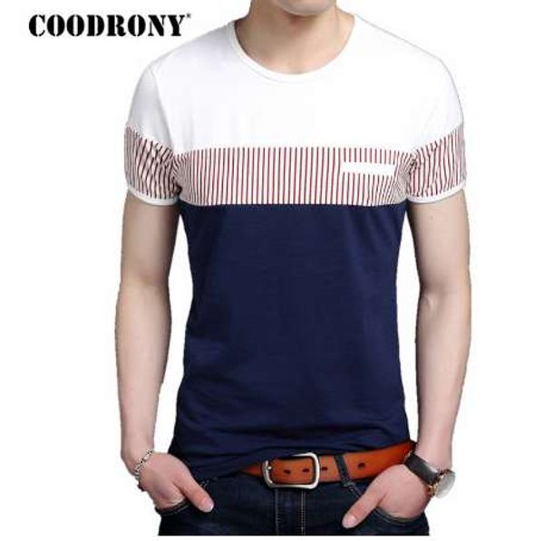

coodrony cotton t shirt men summer brand clothing short sleeve t-shirt fashion striped gentleman o-neck tee shirt homme 2249, White;black