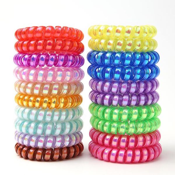 

pinkycolortelephone wire cord headbands for women elastic hair bands rubber ropes hair ring girls hair accessories wholesale, Silver