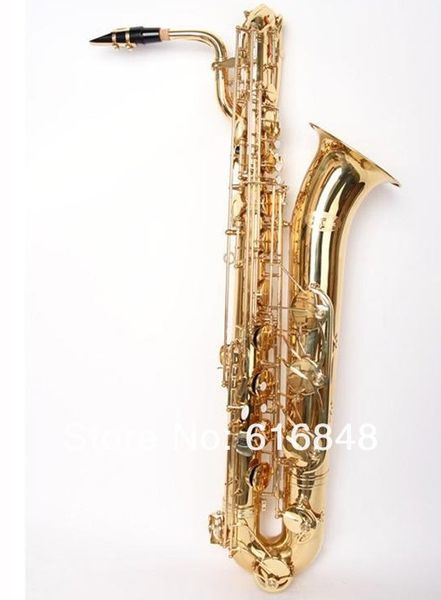 Hochwertiges professionelles Baritonsaxophon mit Goldlackoberfläche und Baritonsaxophon-Markeninstrumenten mit Mundstück und Koffer