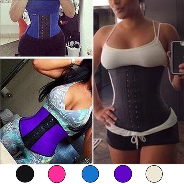 

latex waist cincher waist training corsets and bustiers steel boned corselet workout rubber shaper slimmin women underbust, Black;white