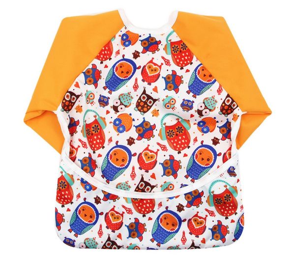 

toddler baby waterproof sleeved bib,boys and girls bib with sleeves&pocket,baby's lightweight cute smock apron 6-24 months