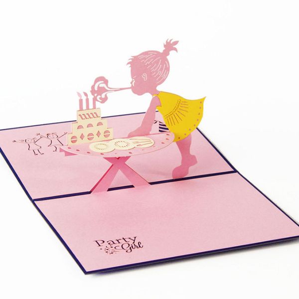 

pop up 3d card greeting cards foldable cut paper creative handmade girl children birthday gift