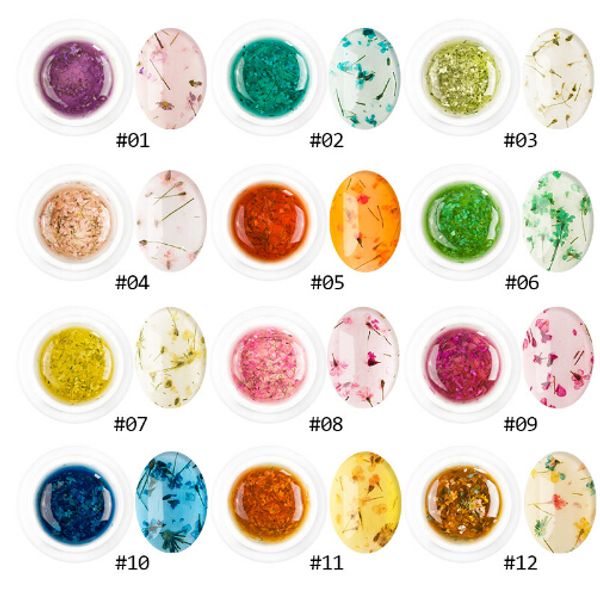 

floral uv gel varnish lucky gel paint dried flowers nail art glue 3d diy desgin natural fairy nail gel polish, Red;pink