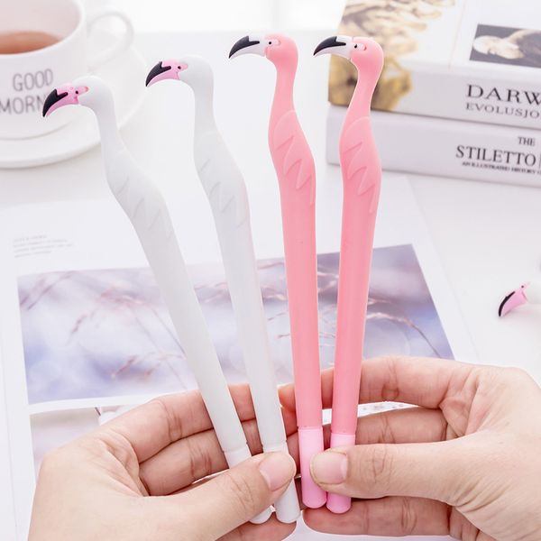

2 pieces/lot) cute flamingo gel pen cartoon student kawaii pens black ink