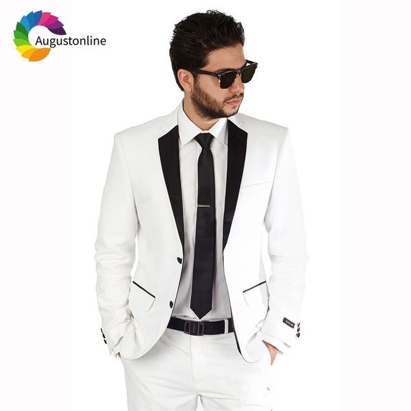 

white/ivory men suit for wedding slim fit groom tuxedo custom made man blazer masculino jacket pants 2piece costume homme, White;black