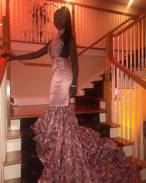 

black girl mermaid plus size pink prom evening dresses long 2021 prom dress