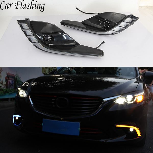 

turn signal light and dimming style relay 12v led car drl daytime running light with fog lamp hole for mazda 6 atenza 2016 2017